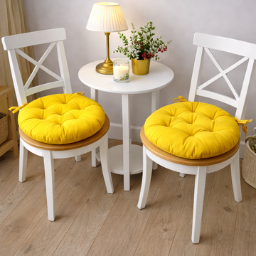 Round Multicolored Yellow Chair Cushion for Your Home
