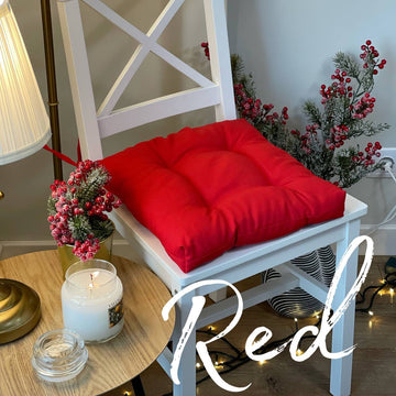 Square Multicolored Red Chair Cushion for Your Home