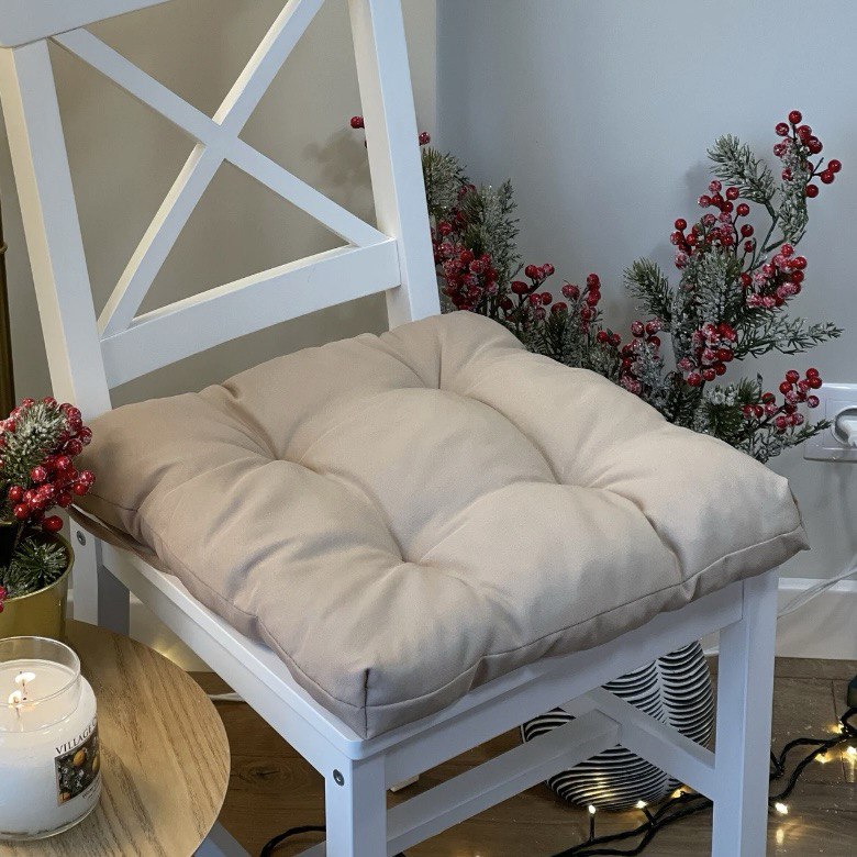 Square Multicolored Beige Chair Cushion for Your Home