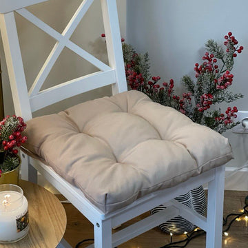Square Multicolored Beige Chair Cushion for Your Home