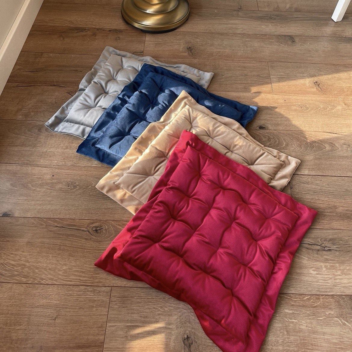 Square Velour Flat Chair Cushion for Your Home